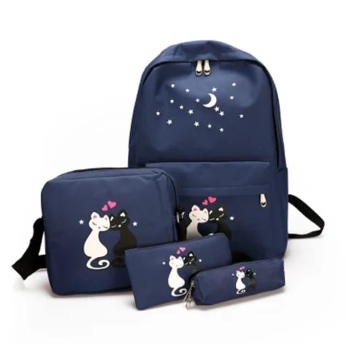 Girl's Fashion Cat Design Backpack, Pair Of 4