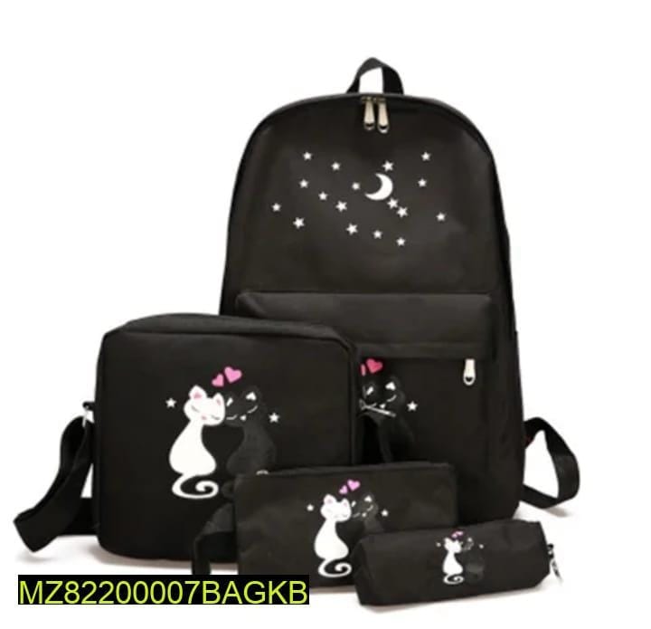 Girl's Fashion Cat Design Backpack, Pair Of 4