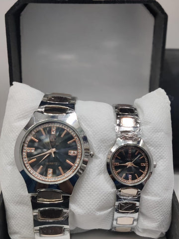 Couple's Silver Chain Watches